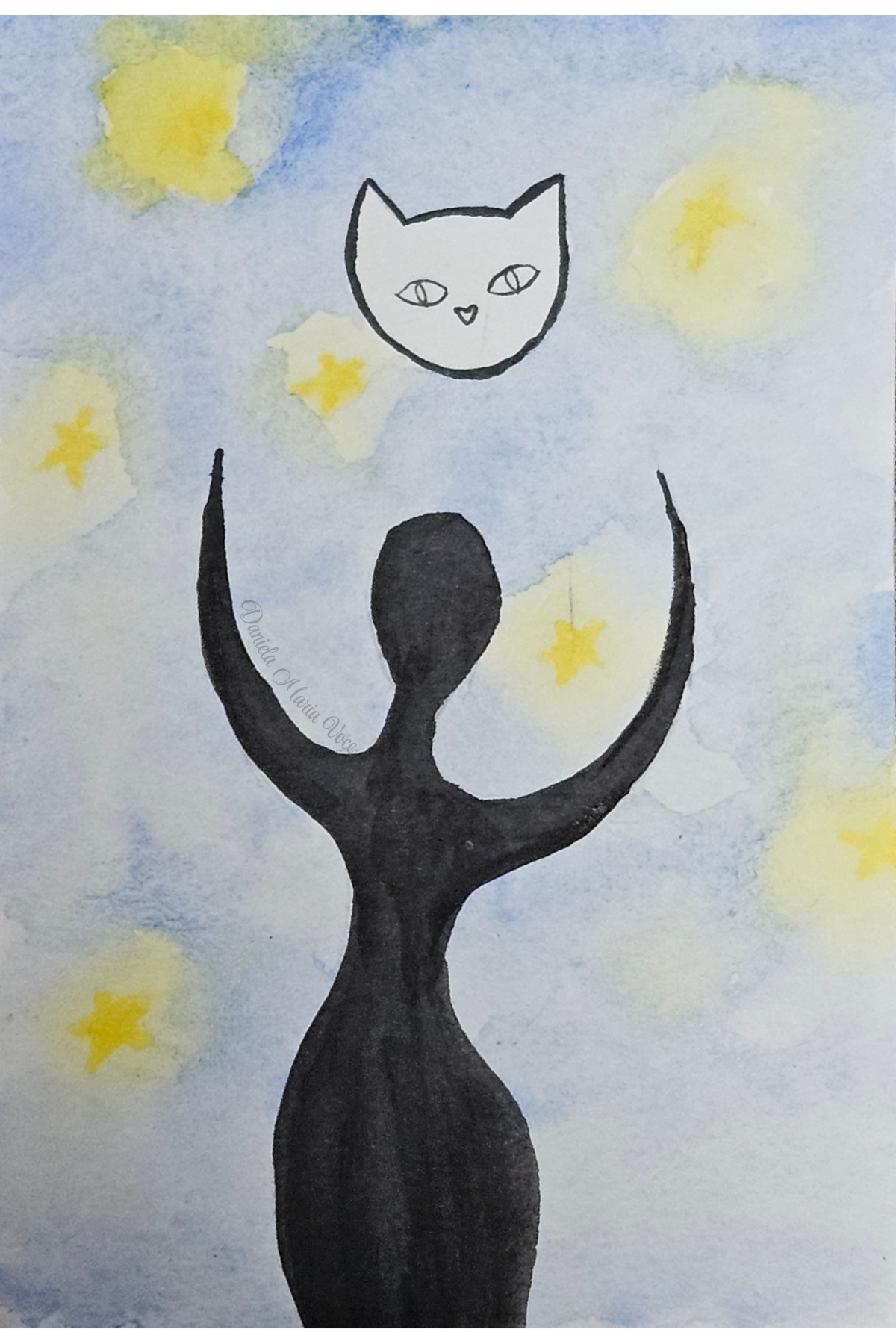 Cat Memorial Watercolor Painting 4 x 6