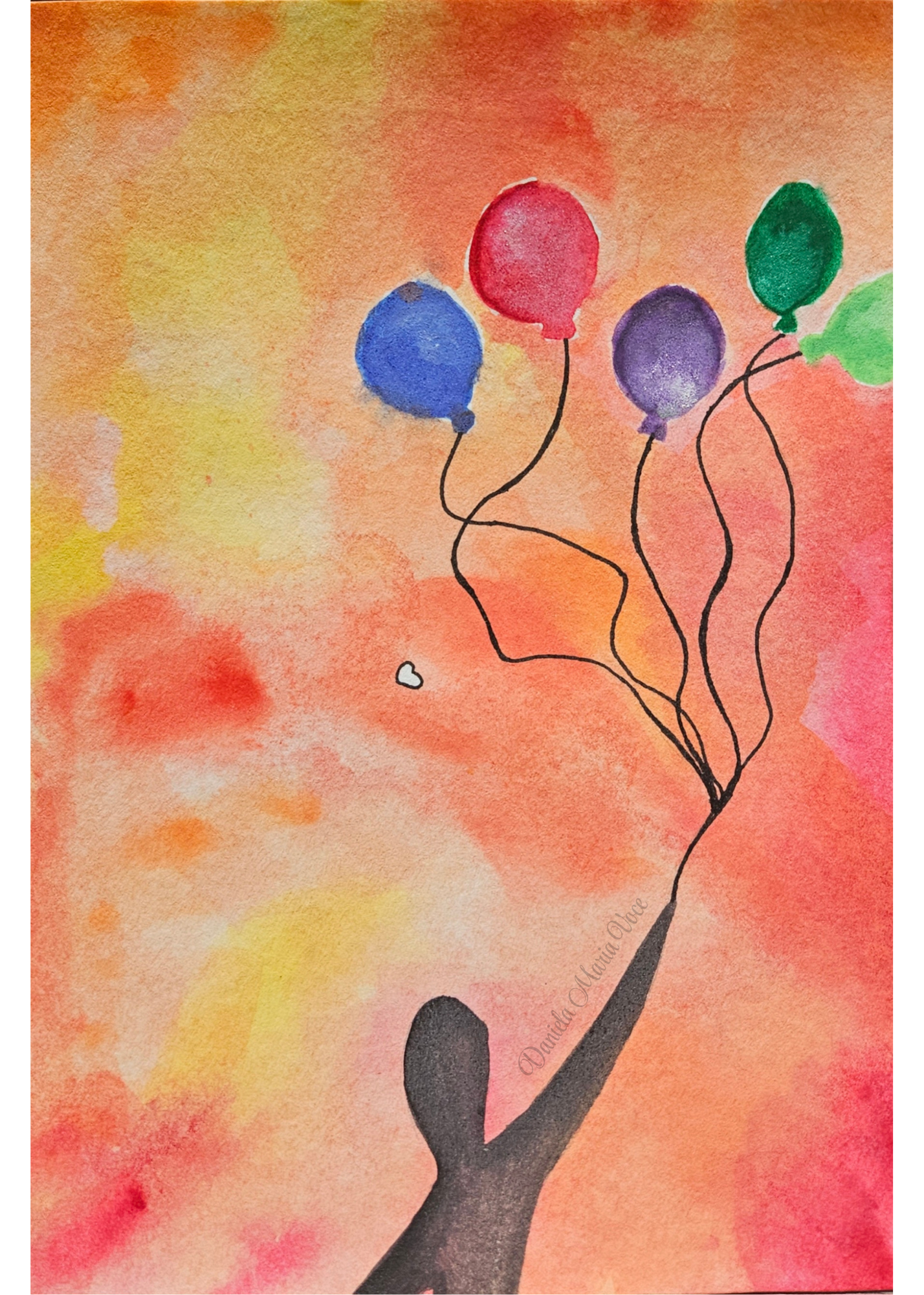 Minimalist Watercolor Woman Silhouette 5x7