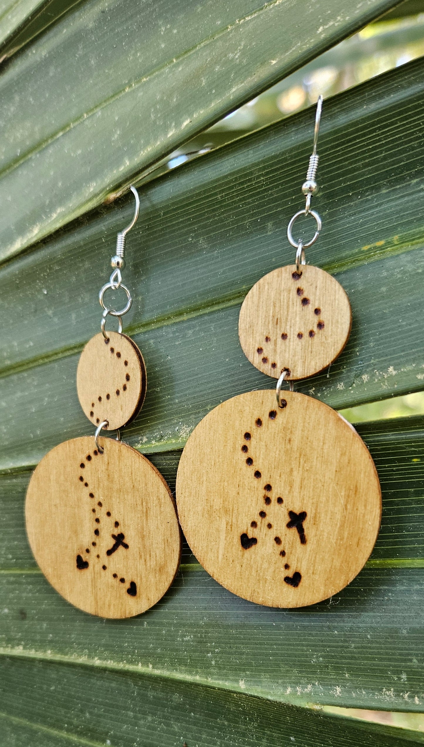 Oversized Large Woodburned Hook Earrings with Cross