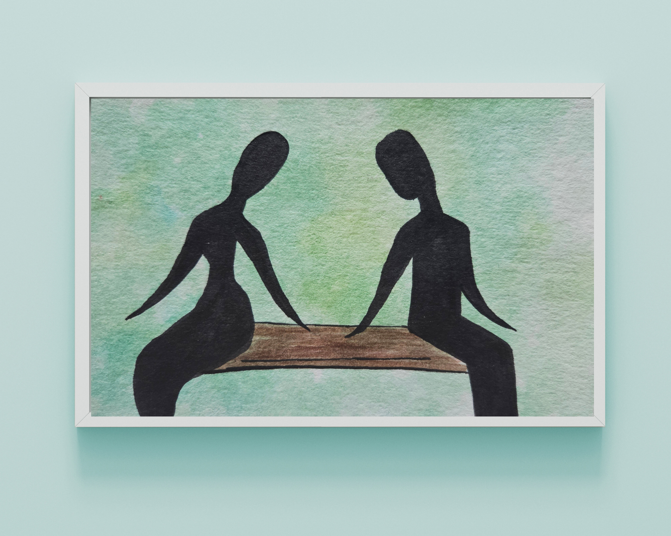 Watercolor Couple Silhouette Artwork 4x6