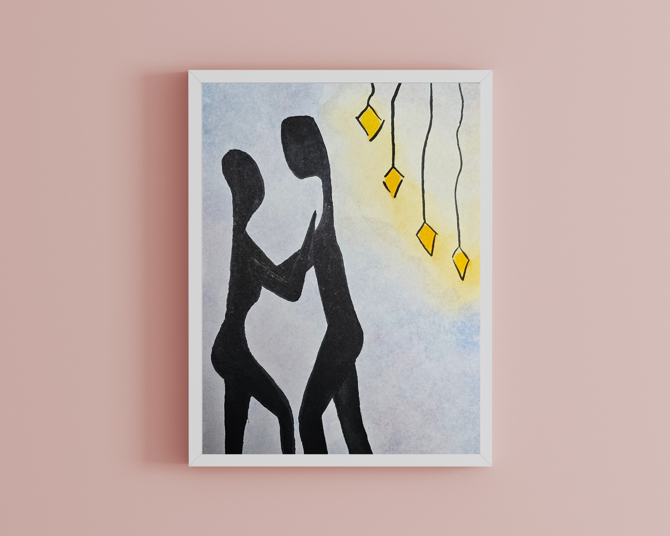 Watercolor Couple Silhouette Artwork 4x6