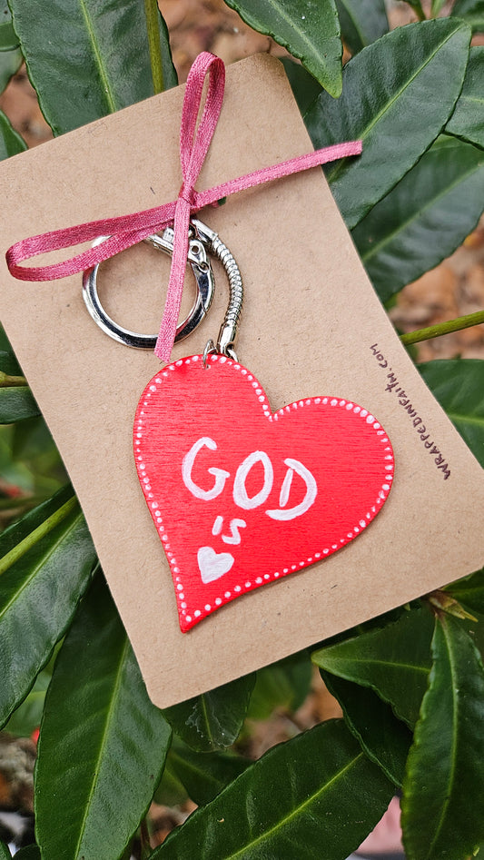 Handpainted Red Heart Keychain