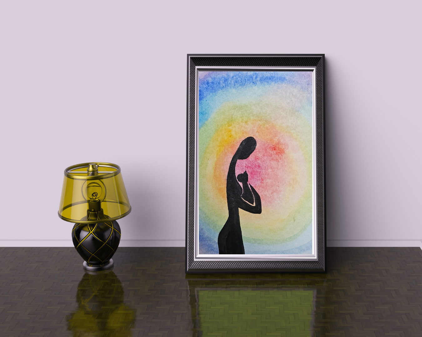 Rainbow Bridge Cat Memorial Watercolor Art 4x6