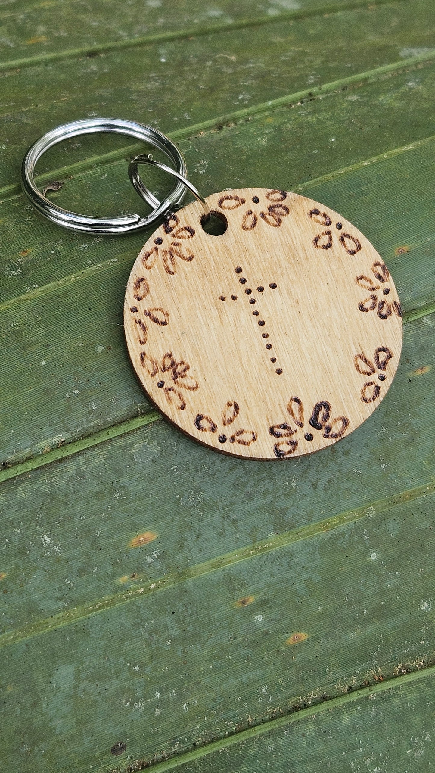 Woodburned Cross Keychains
