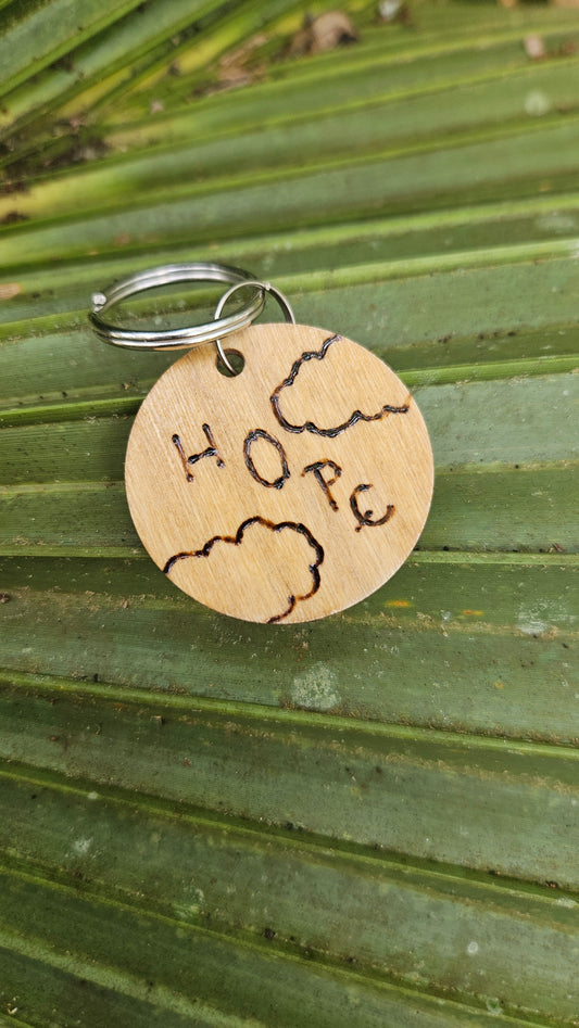 Woodburned Positive Keychains