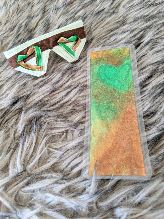 Earth inspired watercolor bookmark and cat collar set