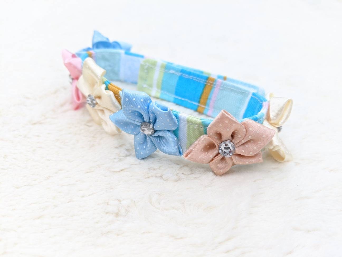 Adjustable Blue Green Collar Accessory for Cat