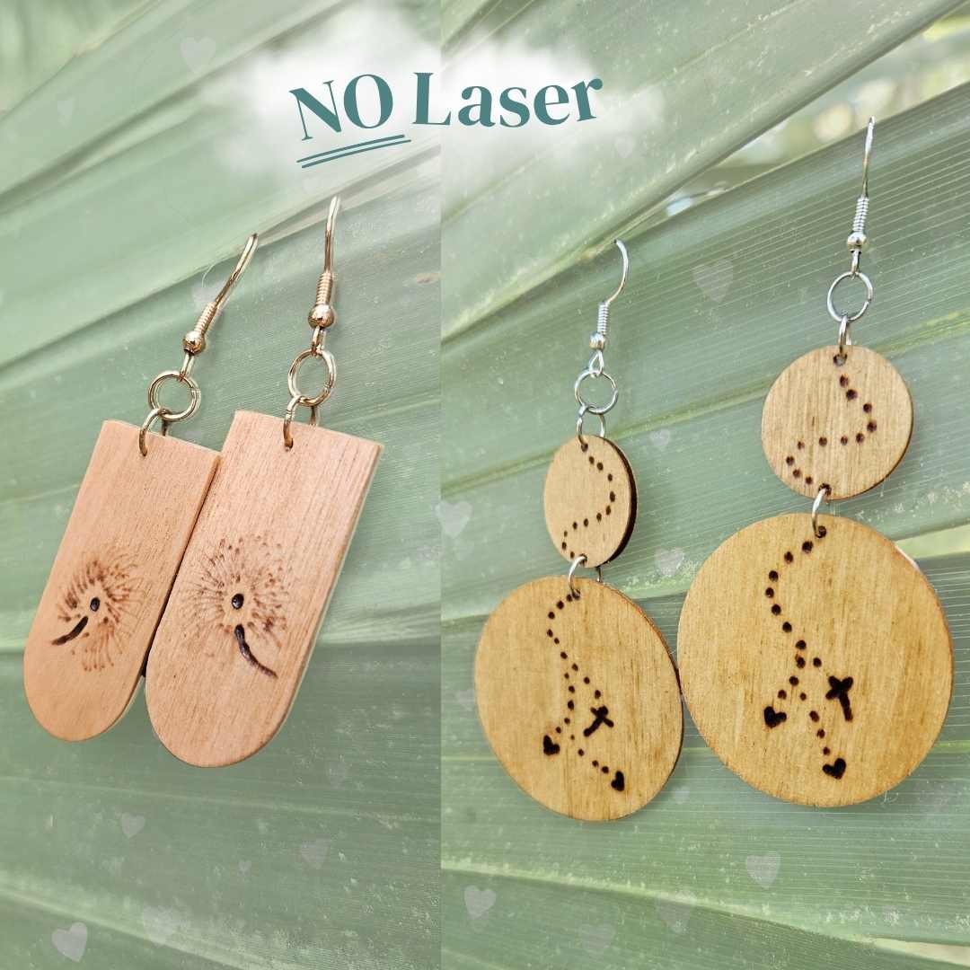 Earrings Burned by Hand