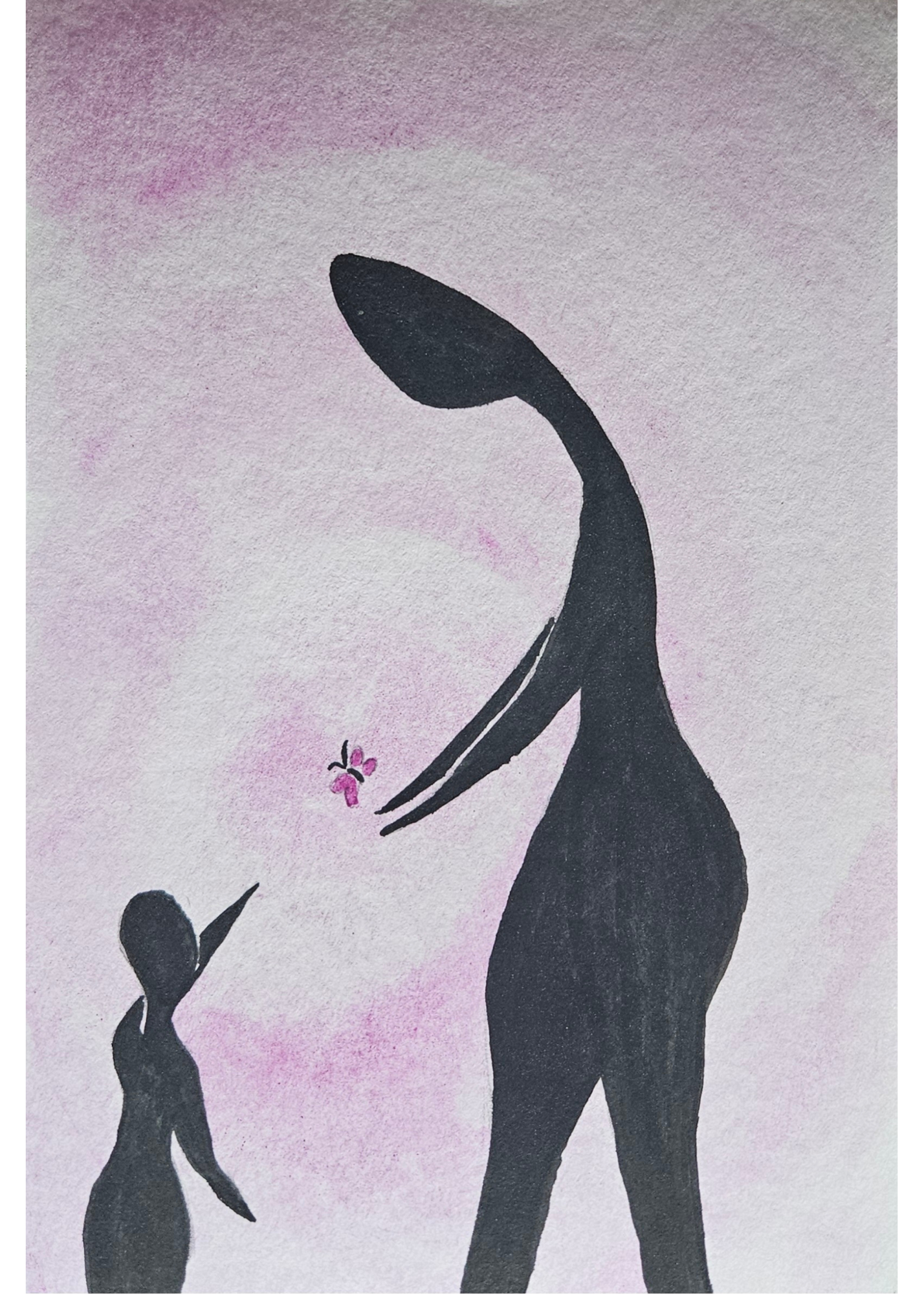 Minimalist Watercolor Woman Silhouette 5x7
