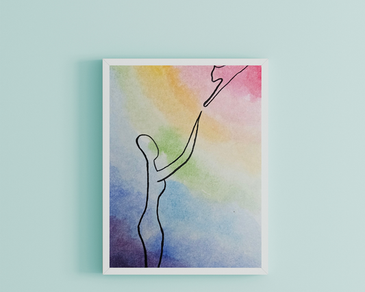 Rainbow Bridge Cat Memorial Watercolor Art 4x6
