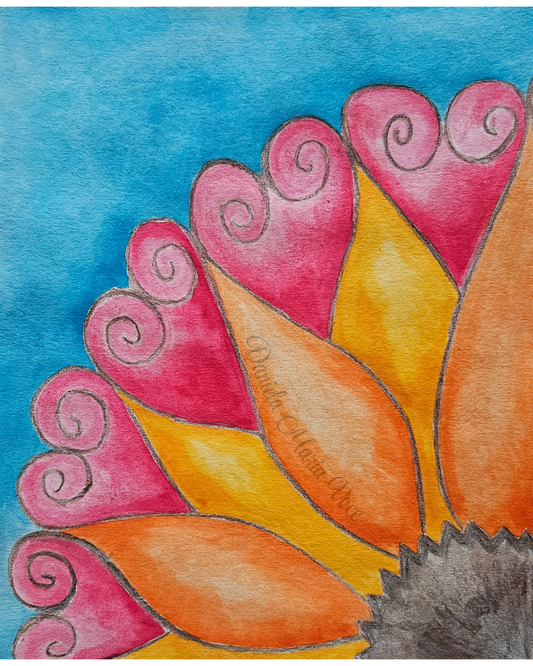 Original Watercolor Colorful Flower Painting