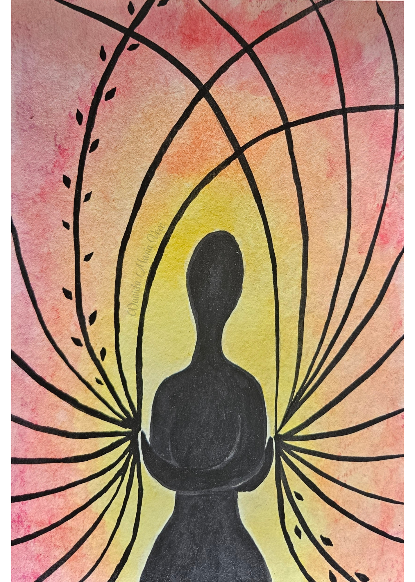 Minimalist Watercolor Woman Silhouette 5x7