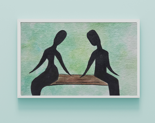 Watercolor Couple Silhouette Artwork 4x6