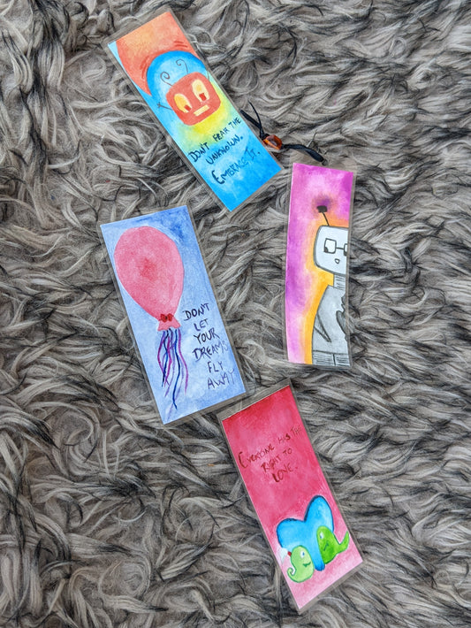 Cute and Positive Watercolor Bookmark