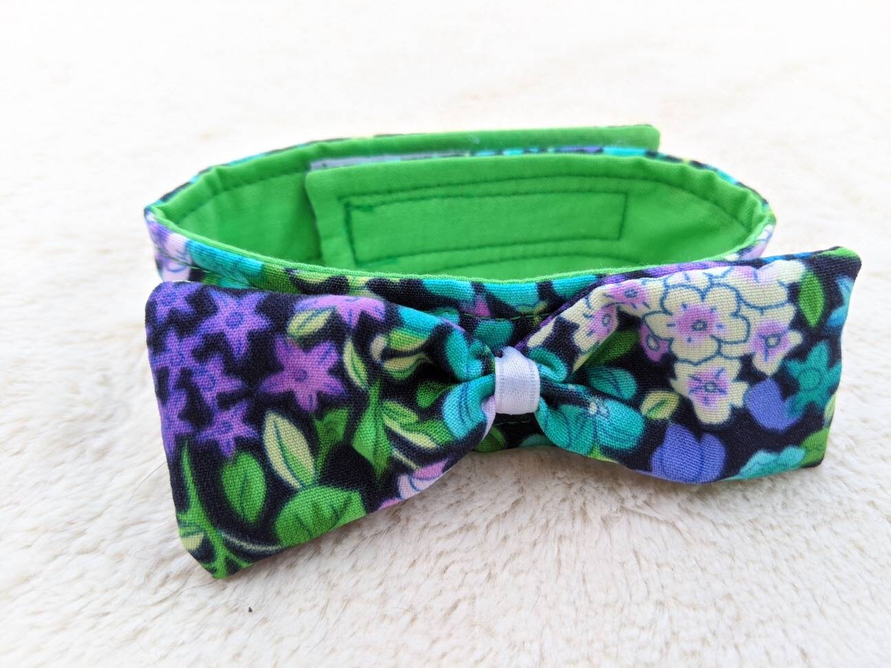 Floral Green and Purple Cat Collar