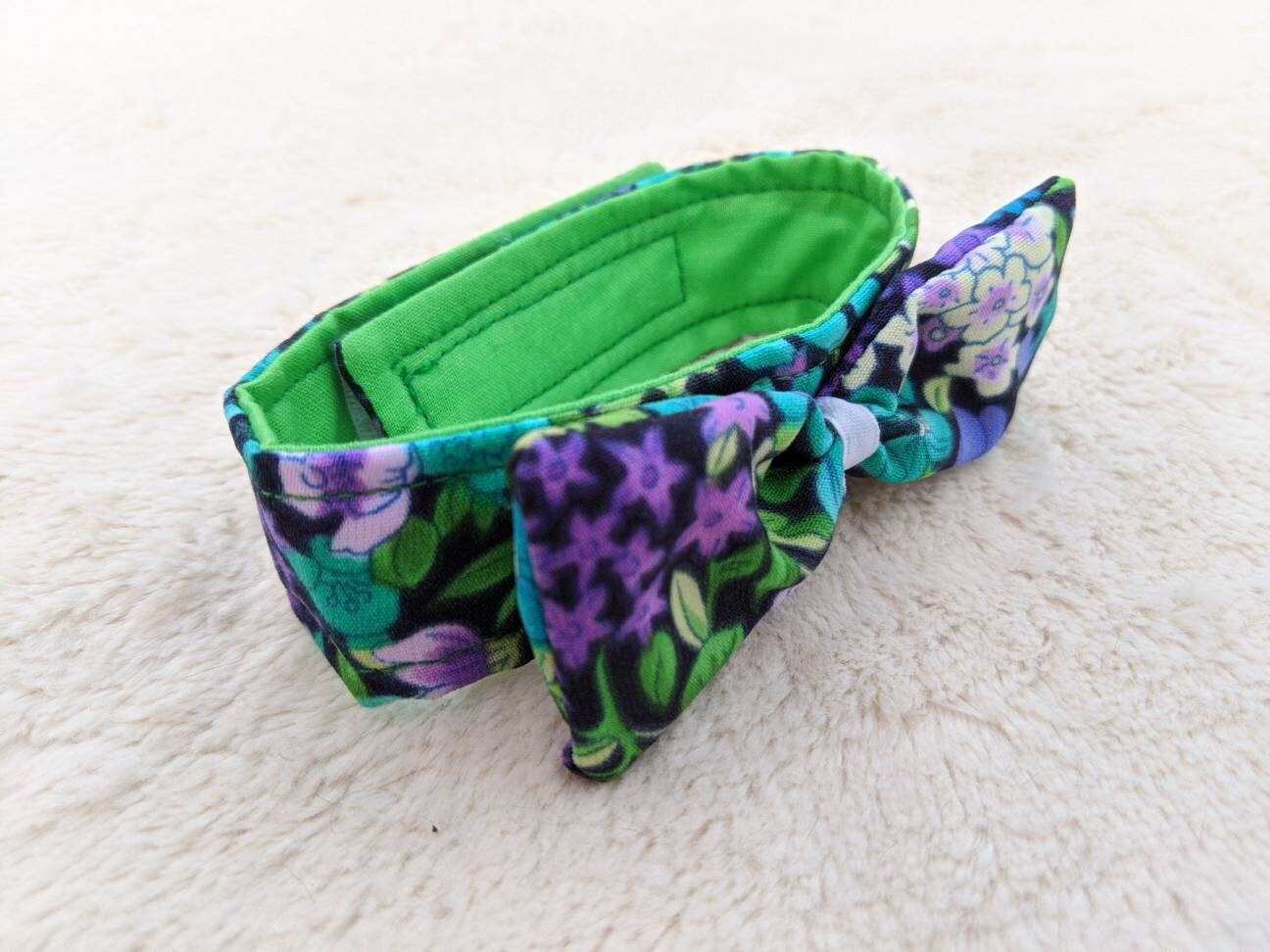 Floral Green and Purple Cat Collar