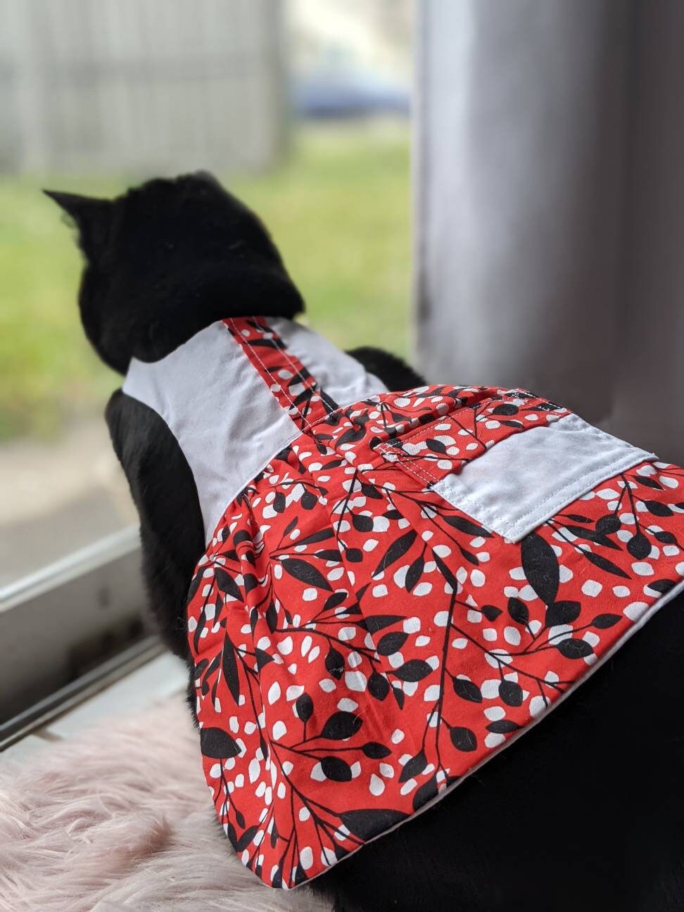 Modern Red and White Cat Dress