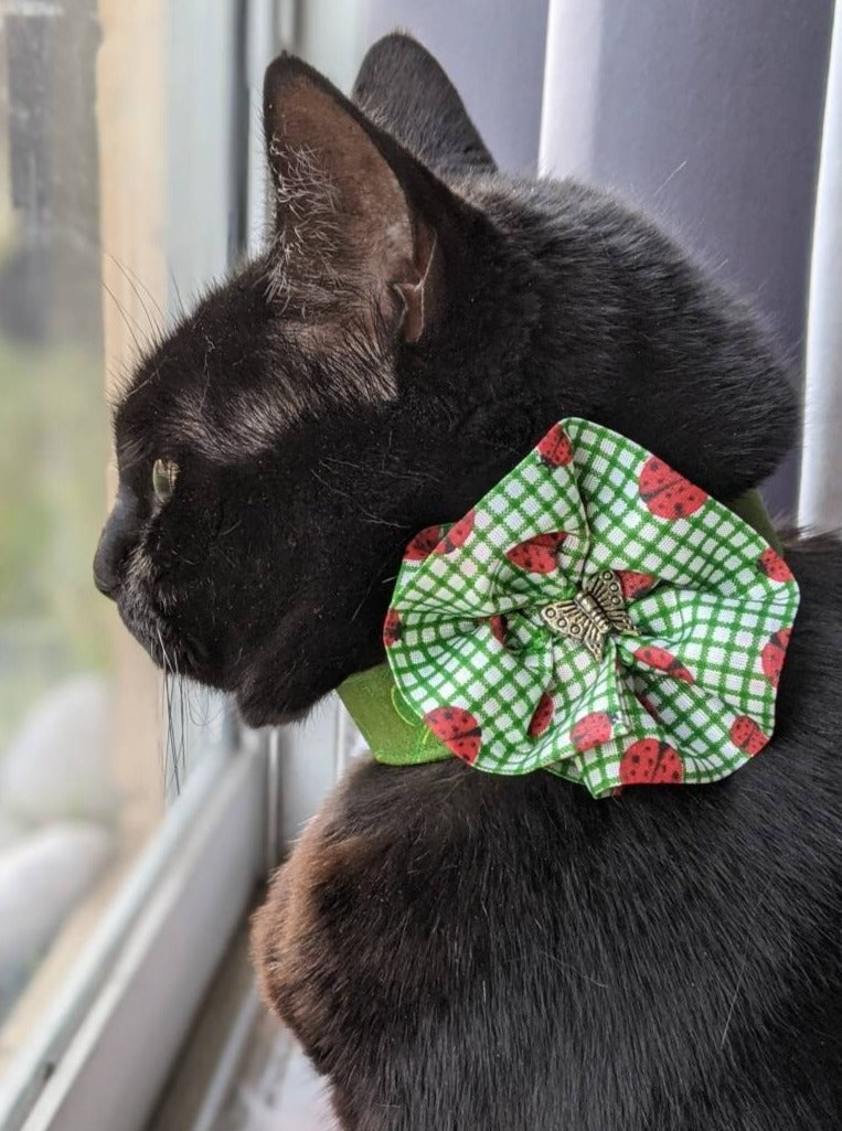 Unique Green Floral Cat Collar Accessory