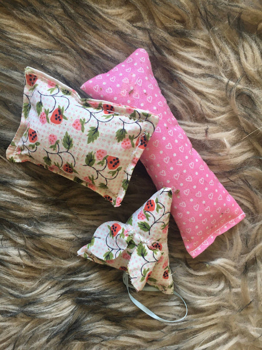 Pink and Floral Organic Cat Toy Set