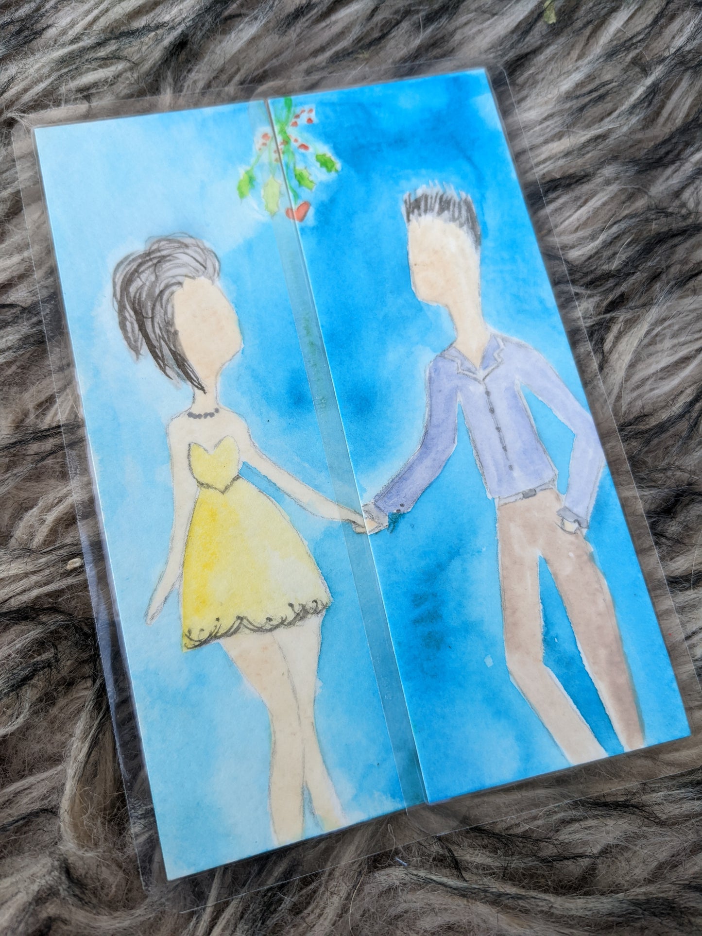 Cute Couple Silhouettes Watercolor Bookmark Set